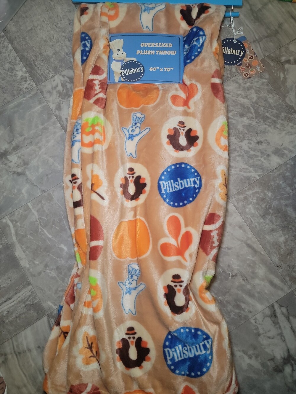 Pillsbury Doughboy Fall Halloween Thanksgiving Football PlushThrow Blanket 60x70